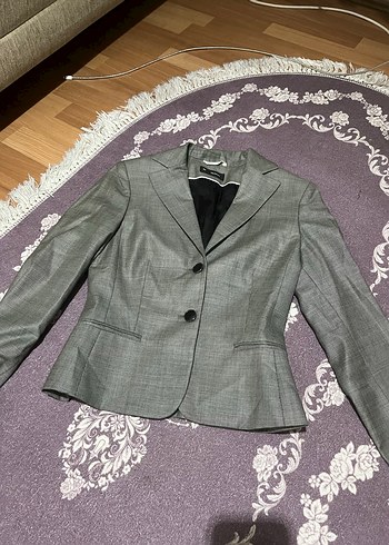 Düğmeli Gri Kadın Blazer Ceket