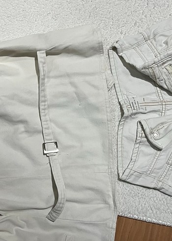 Düğmeli Keten ceket ve bej jean - Görsel 6