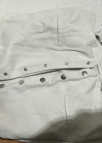 Düğmeli Keten ceket ve bej jean - Görsel 5