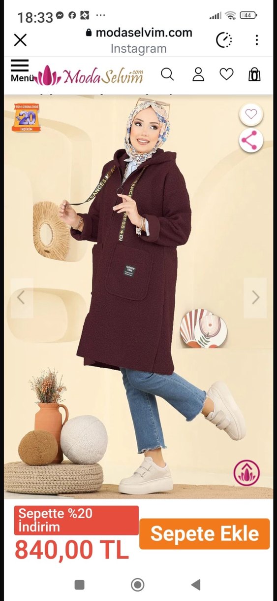 Bordo Kapüşonlu Uzun Kollu Kadın Kaban - Görsel 2