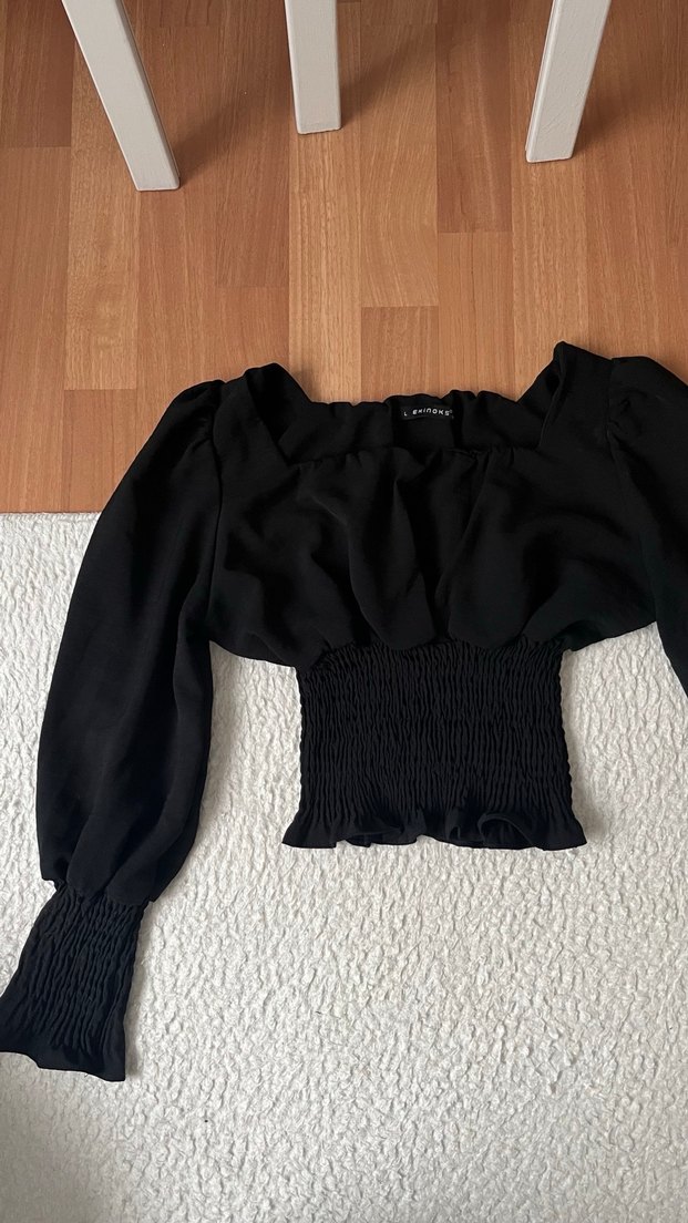 Uzun Kollu Siyah Kadın Bluz - Görsel 2