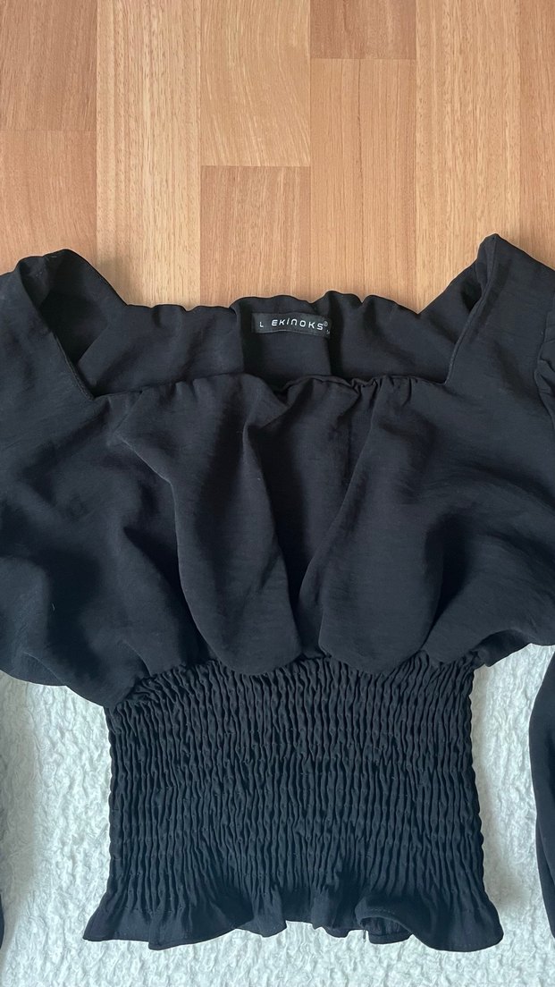 Uzun Kollu Siyah Kadın Bluz - Görsel 3