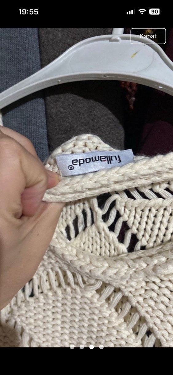 Krem Örgü Kadın Kazak - Görsel 3