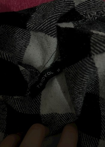 Gri Kareli Düğmeli Kadın Gömlek - Görsel 3