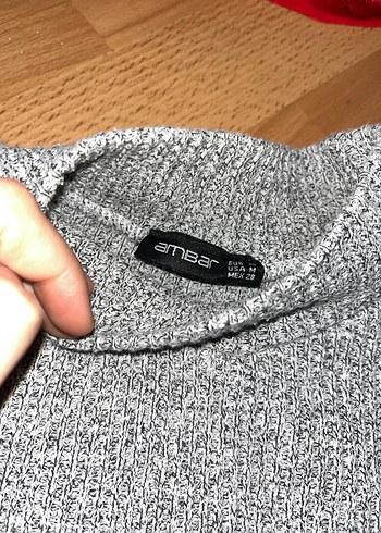 Gri Boğazlı İnce Triko Kazak - Görsel 3