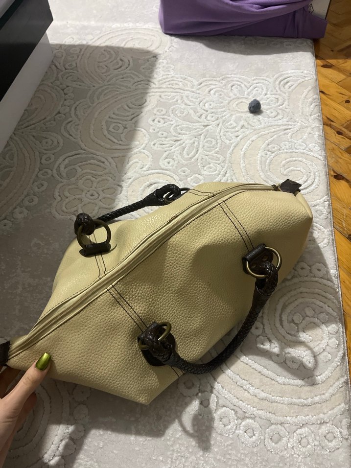 Bej Deri Tokalı Kadın Çantası - Görsel 4