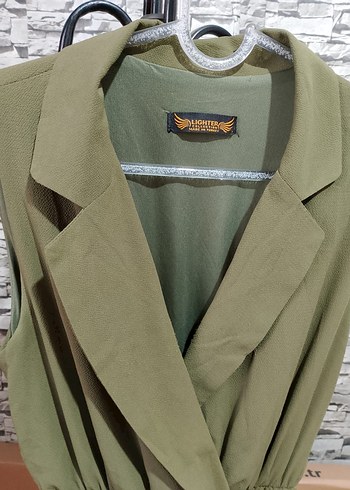 Kadın Haki Uzun Kollu Drapeli elbise - Görsel 2