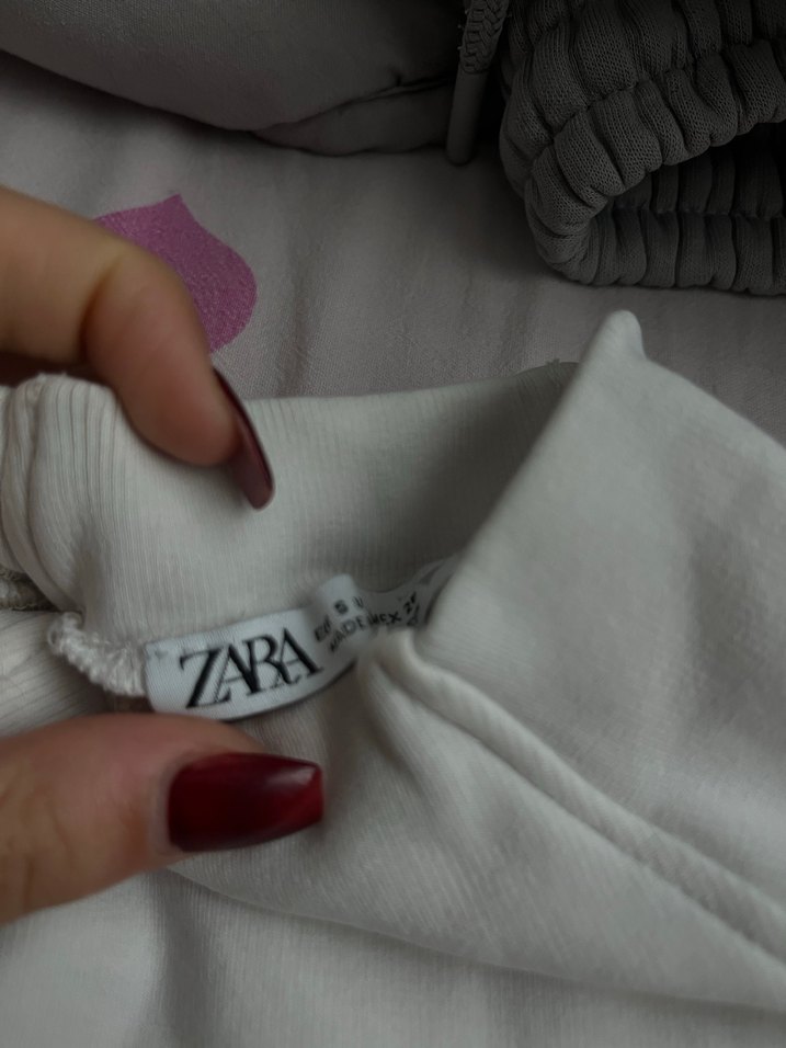 Gri Yüksek Yakalı Kadın uzun kollu crop - Görsel 2