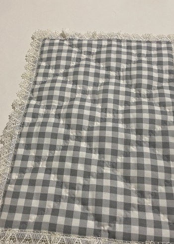 Gri Kareli Dantel Kenarlı demlik altı - Görsel 2