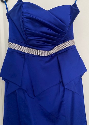 Mavi Drapeli Uzun Abiye Elbise - Görsel 3