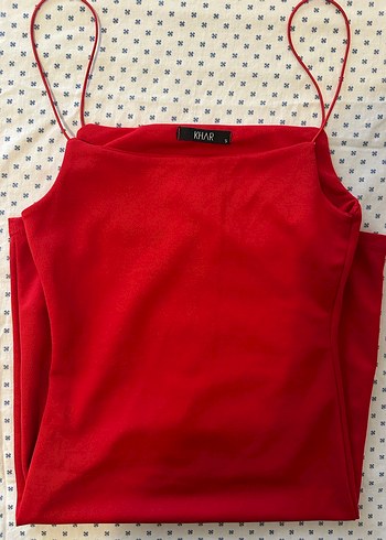 Kırmızı İnce Askılı Mini Elbise - Görsel 3