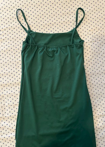 Yeşil Mini  İnce Askılı Elbise - Görsel 3