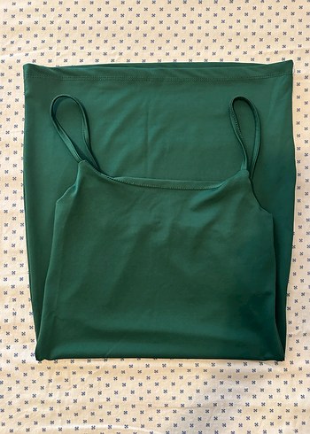 Yeşil Mini  İnce Askılı Elbise - Görsel 2