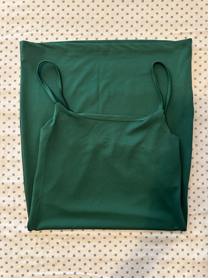 Yeşil Mini  İnce Askılı Elbise - Görsel 2