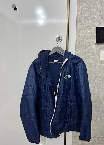 Erkek Mavi Kapüşonlu Nike Fermuarlı Mont - Görsel 2