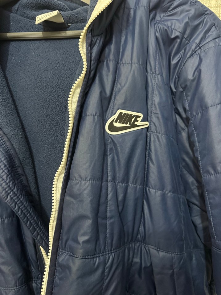 Erkek Mavi Kapüşonlu Nike Fermuarlı Mont - Görsel 5