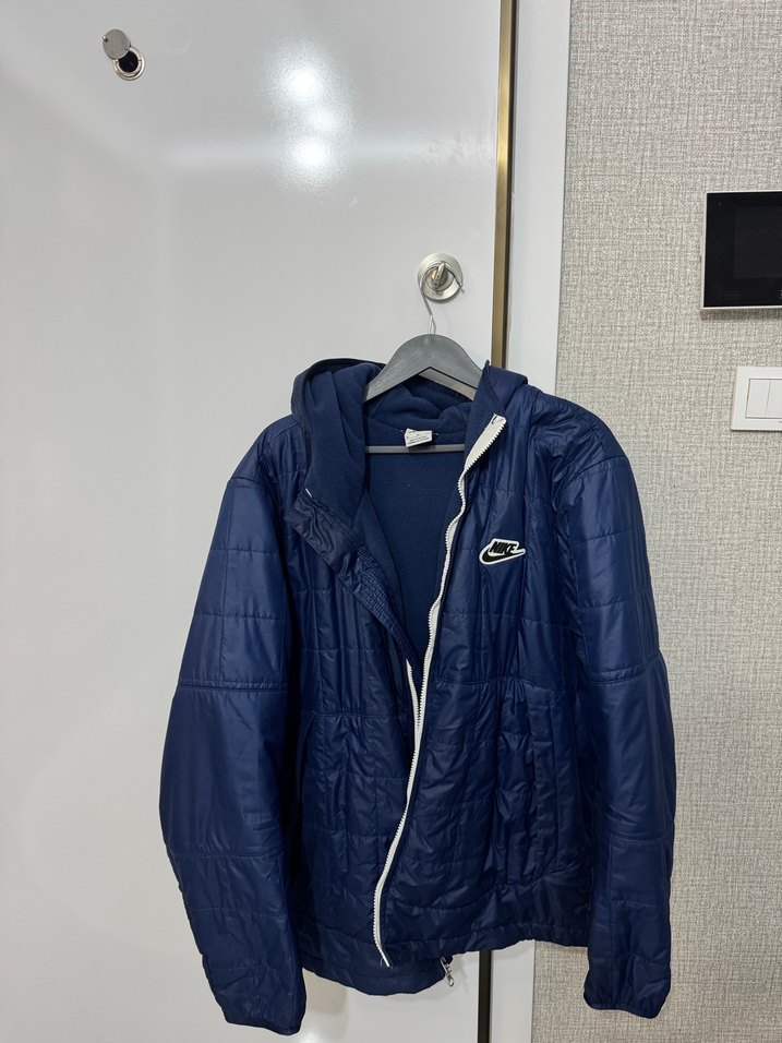 Erkek Mavi Kapüşonlu Nike Fermuarlı Mont - Görsel 2