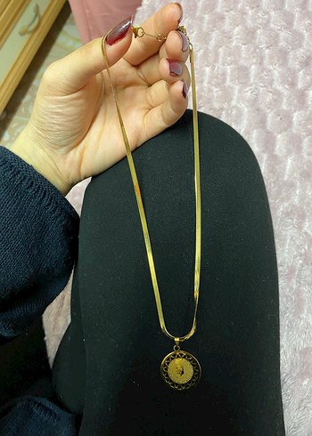 Atatürk baskılı Altın Renk Midi Kolye - Görsel 2