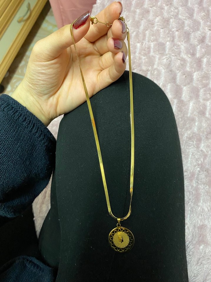 Atatürk baskılı Altın Renk Midi Kolye - Görsel 2