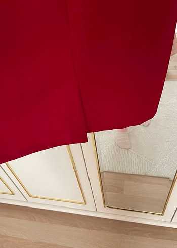 Kırmızı Drapeli Uzun Kadın Elbise - Görsel 8