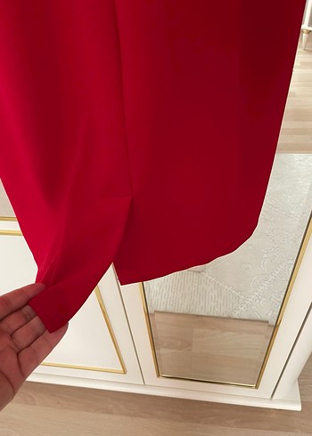 Kırmızı Drapeli Uzun Kadın Elbise - Görsel 5