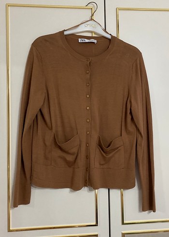 Kahverengi  Düğmeli Kadın Hırka - Görsel 4