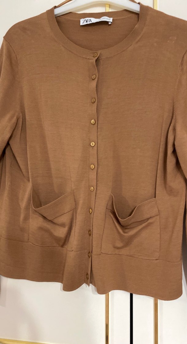 Kahverengi  Düğmeli Kadın Hırka - Görsel 5