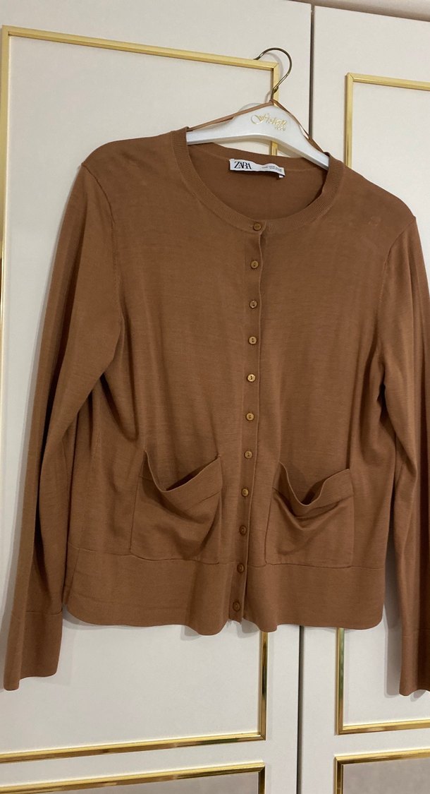 Kahverengi  Düğmeli Kadın Hırka - Görsel 3