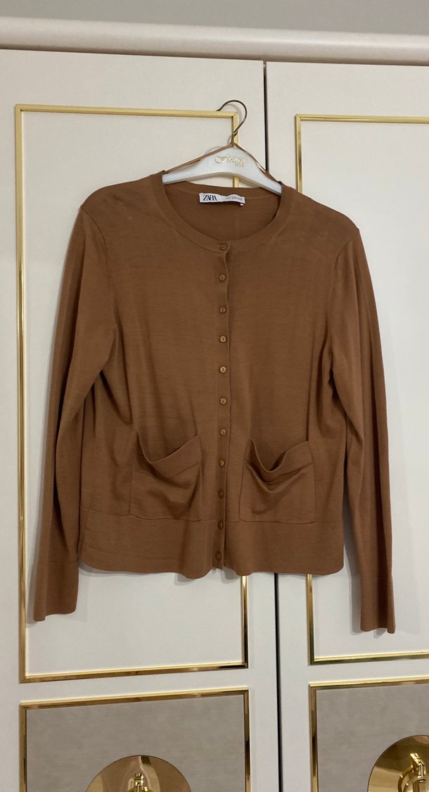 Kahverengi  Düğmeli Kadın Hırka - Görsel 4