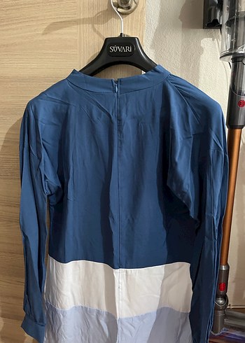 Mavi Uzun Tunik, Yüksek Yakalı, Salaş - Görsel 2