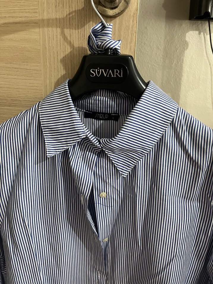 Düğmeli Uzun Kollu Çizgili Gömlek - Görsel 3