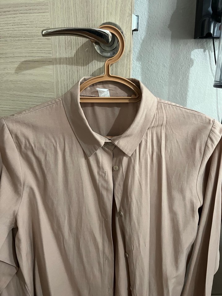 Bej Uzun Kollu Gömlek - Görsel 3