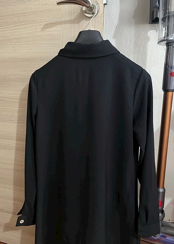 Siyah Uzun Kollu Düğmeli Kadın Gömlek - Görsel 2