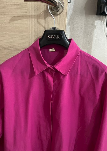 Pembe Düğmeli Kadın Gömlek - Görsel 3