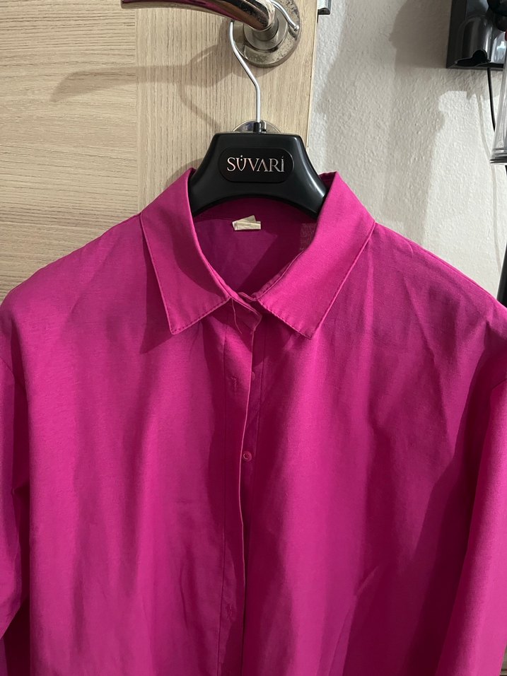Pembe Düğmeli Kadın Gömlek - Görsel 3