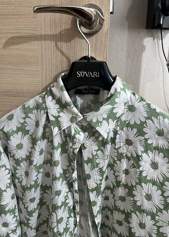 Yeşil Çiçek Desenli Uzun Kollu Gömlek - Görsel 3