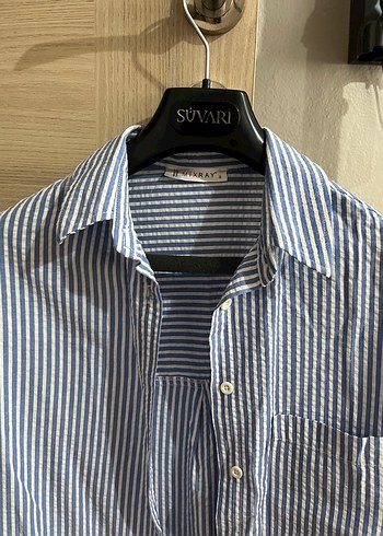 Mavi Çizgili Uzun Kollu Gömlek - Görsel 3