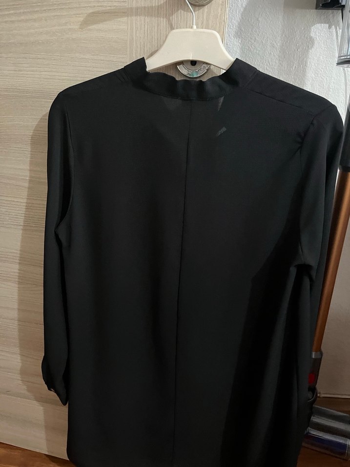 Siyah Uzun Kollu Drapeli Bluz - Görsel 2