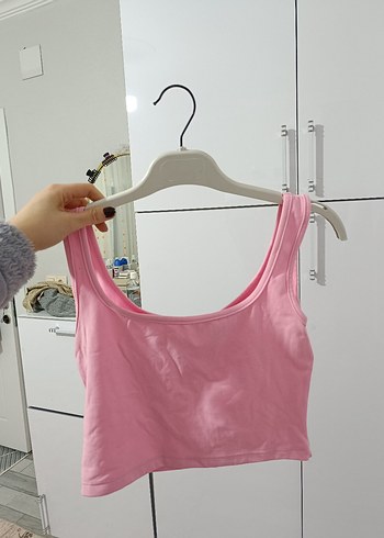 Kızlar için Dantelli Pembe Halter Yaka Atlet - Görsel 5