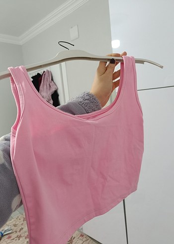 Kızlar için Dantelli Pembe Halter Yaka Atlet - Görsel 3