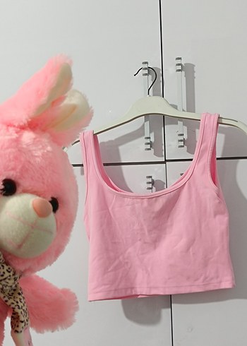 Kızlar için Dantelli Pembe Halter Yaka Atlet - Görsel 6