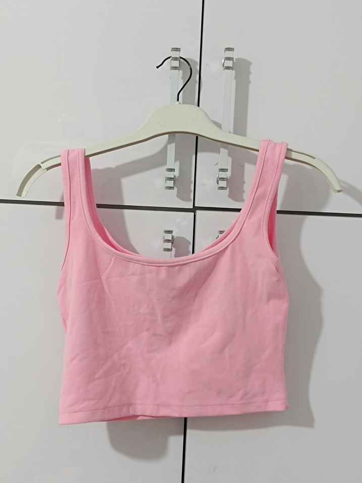 Kızlar için Dantelli Pembe Halter Yaka Atlet - Görsel 4