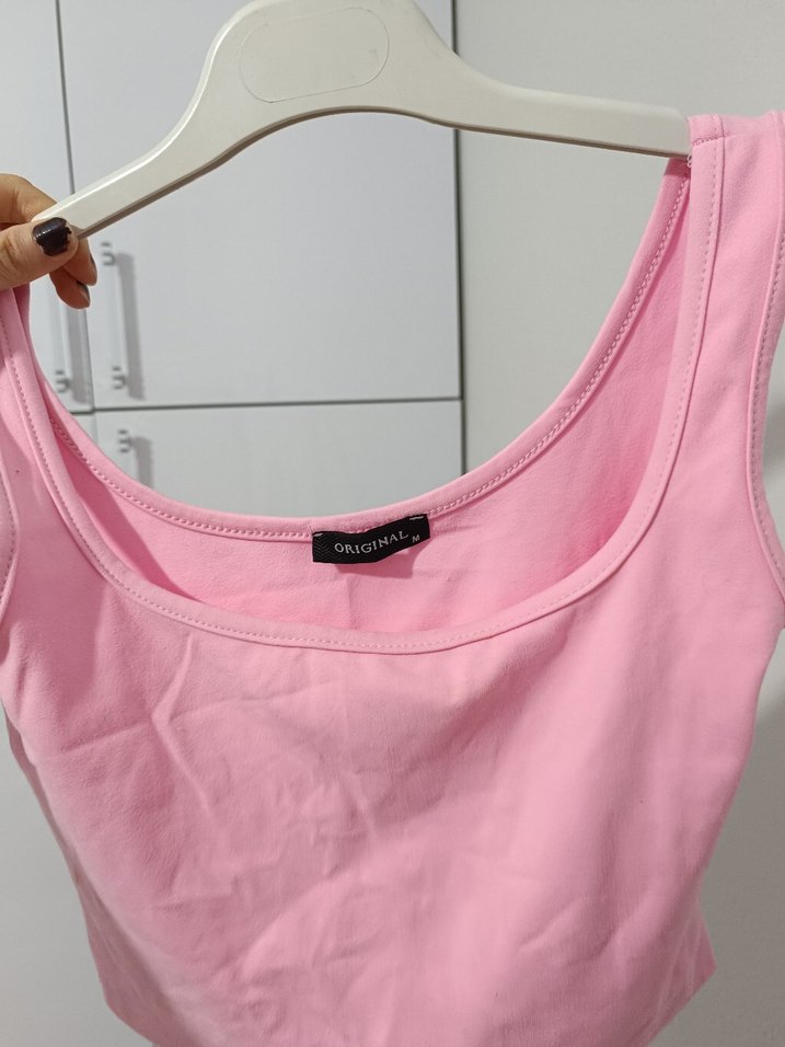 Kızlar için Dantelli Pembe Halter Yaka Atlet - Görsel 2