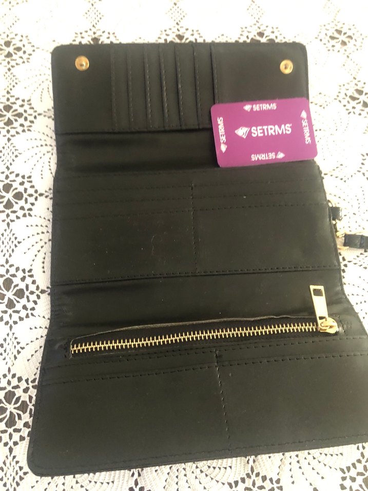 Yılan Desenli Siyah Deri Kadın Cüzdan - Görsel 3