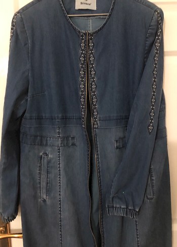 Uzun Mavi Kadın Denim Ceket - Görsel 2