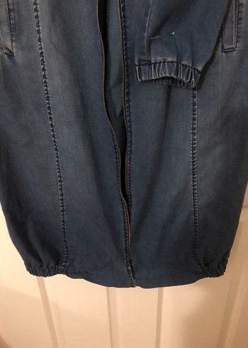 Uzun Mavi Kadın Denim Ceket - Görsel 5