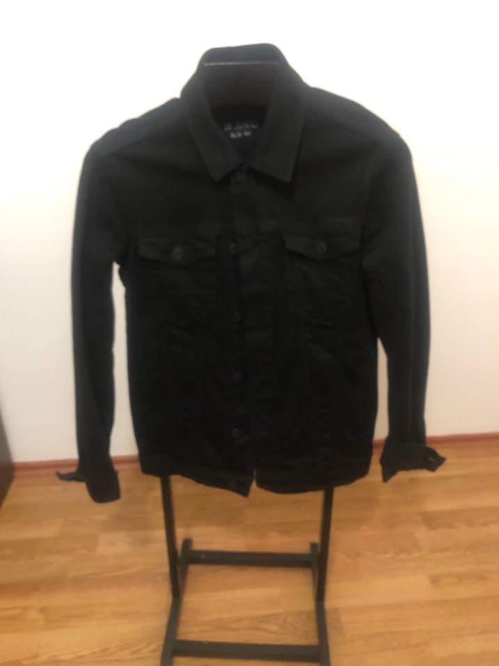 Düğmeli Siyah Kadın Denim Ceket - Görsel 2