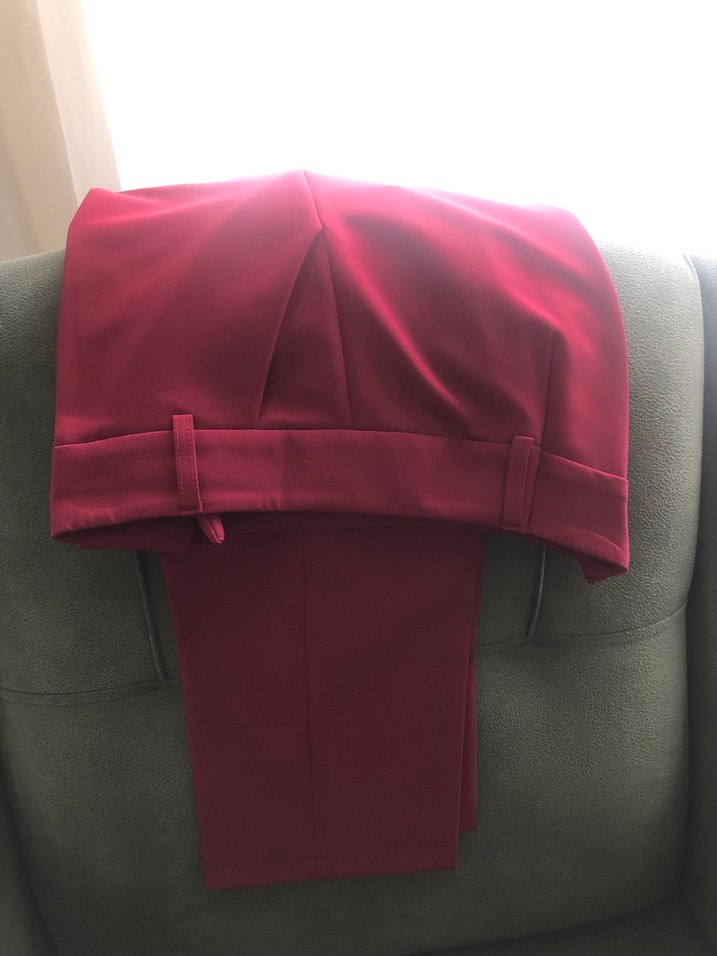 Bordo Midi Kadın Kumaş Pantolon - Görsel 2