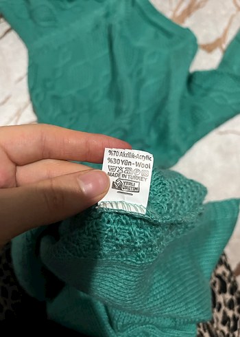 Yeşil Uzun Kollu Örgü Kadın Kazak - Görsel 4