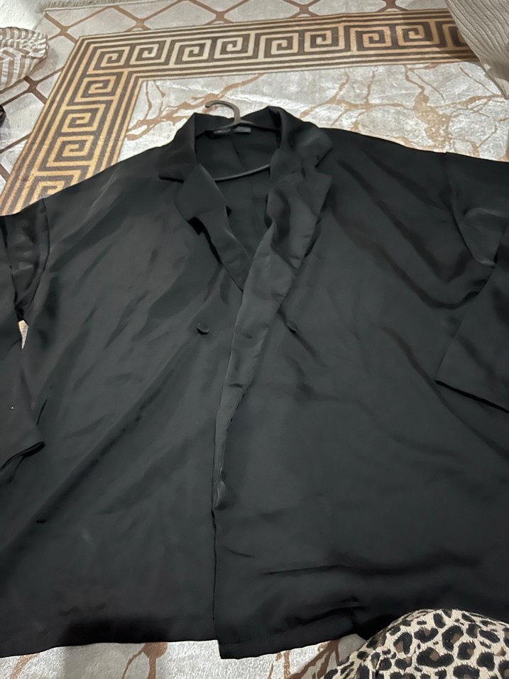 Siyah Midi Kadın Salaş Uzun Kollu Elbise - Görsel 4